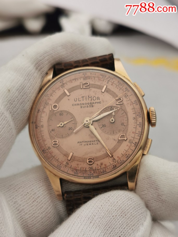 古董18k玫瑰金ultimor手动计时机械表-手表/腕表-7788收藏__收藏热线