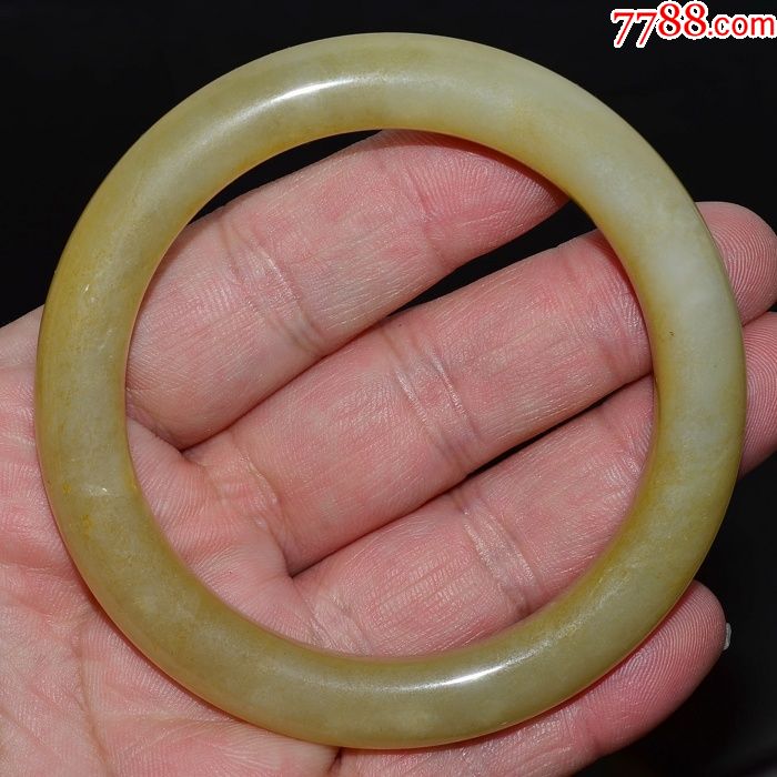 和田玉白玉油润足黄沁老料富贵手镯