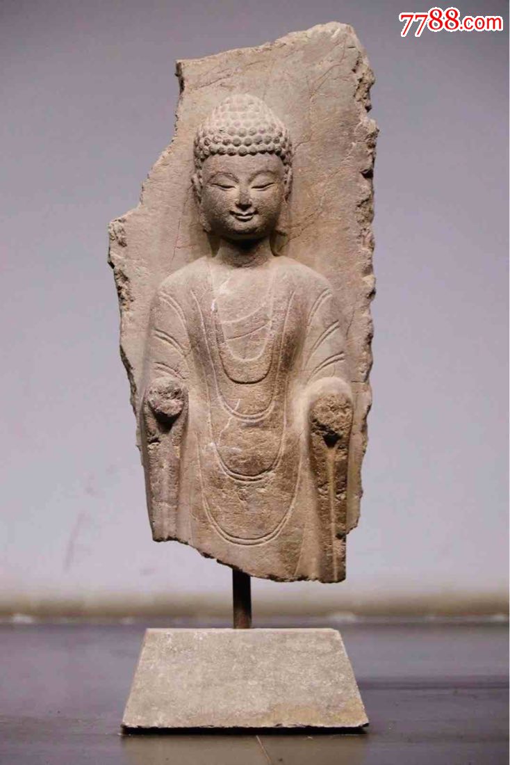 佛祖造像尺寸通高60净高50青州石尊佛宝相丰润神情静谧含笑刻