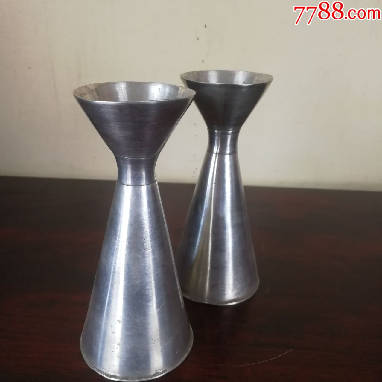 老锡壶一对广盛和记白锡温酒器老式酒壶烫酒用具