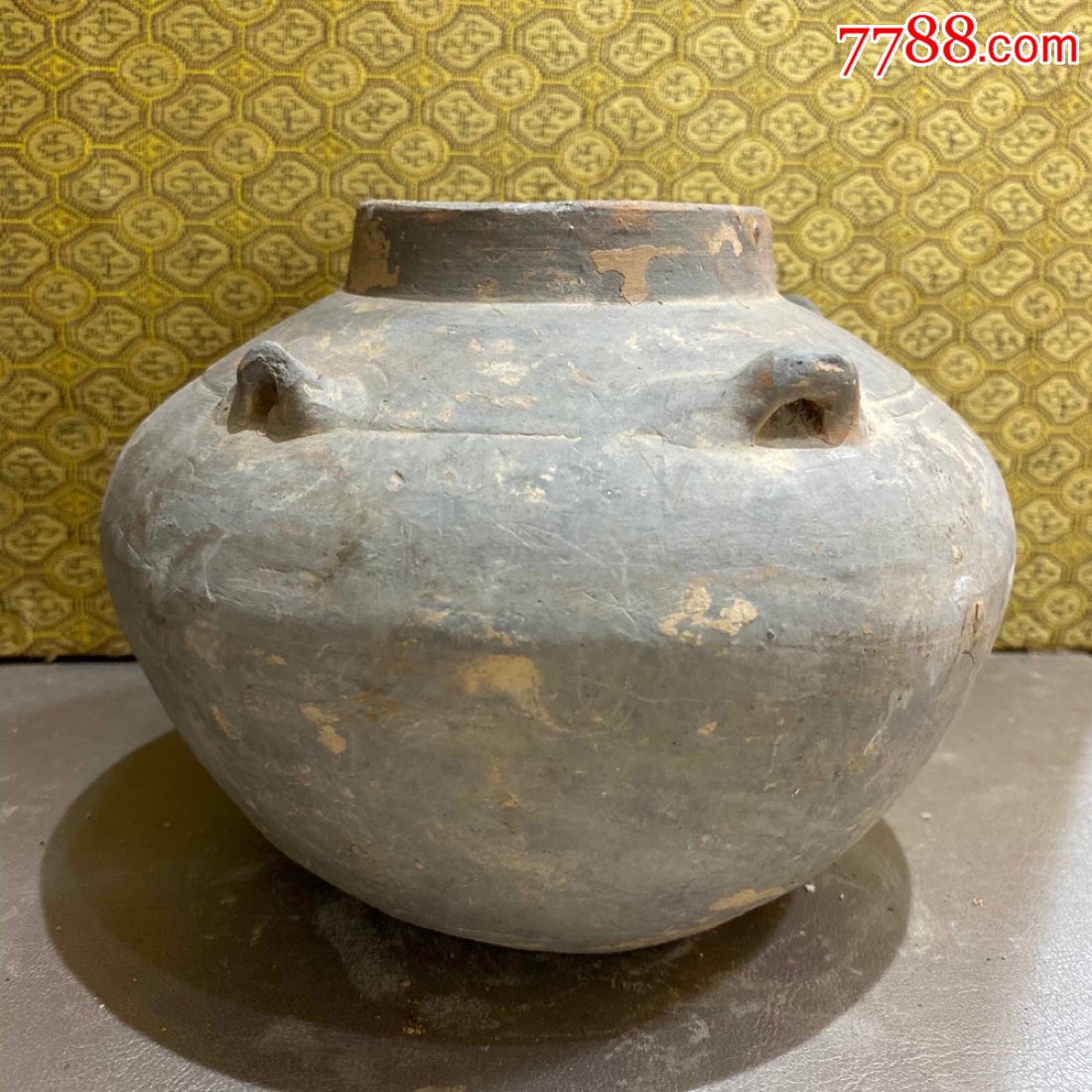 古玩陶器汉代陶罐四系罐一个