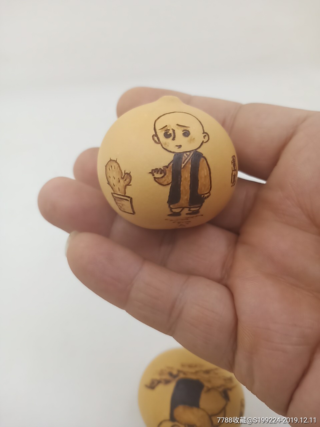 烙画小和尚-手捻葫芦/葫芦制品-7788文玩