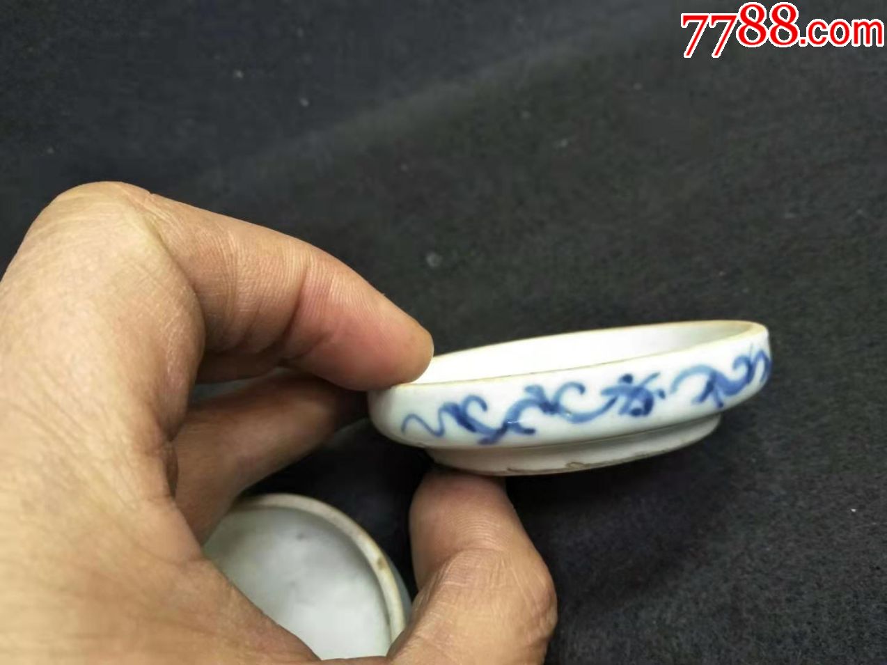 晚清青花摇宝(摇骰子用)底一只.