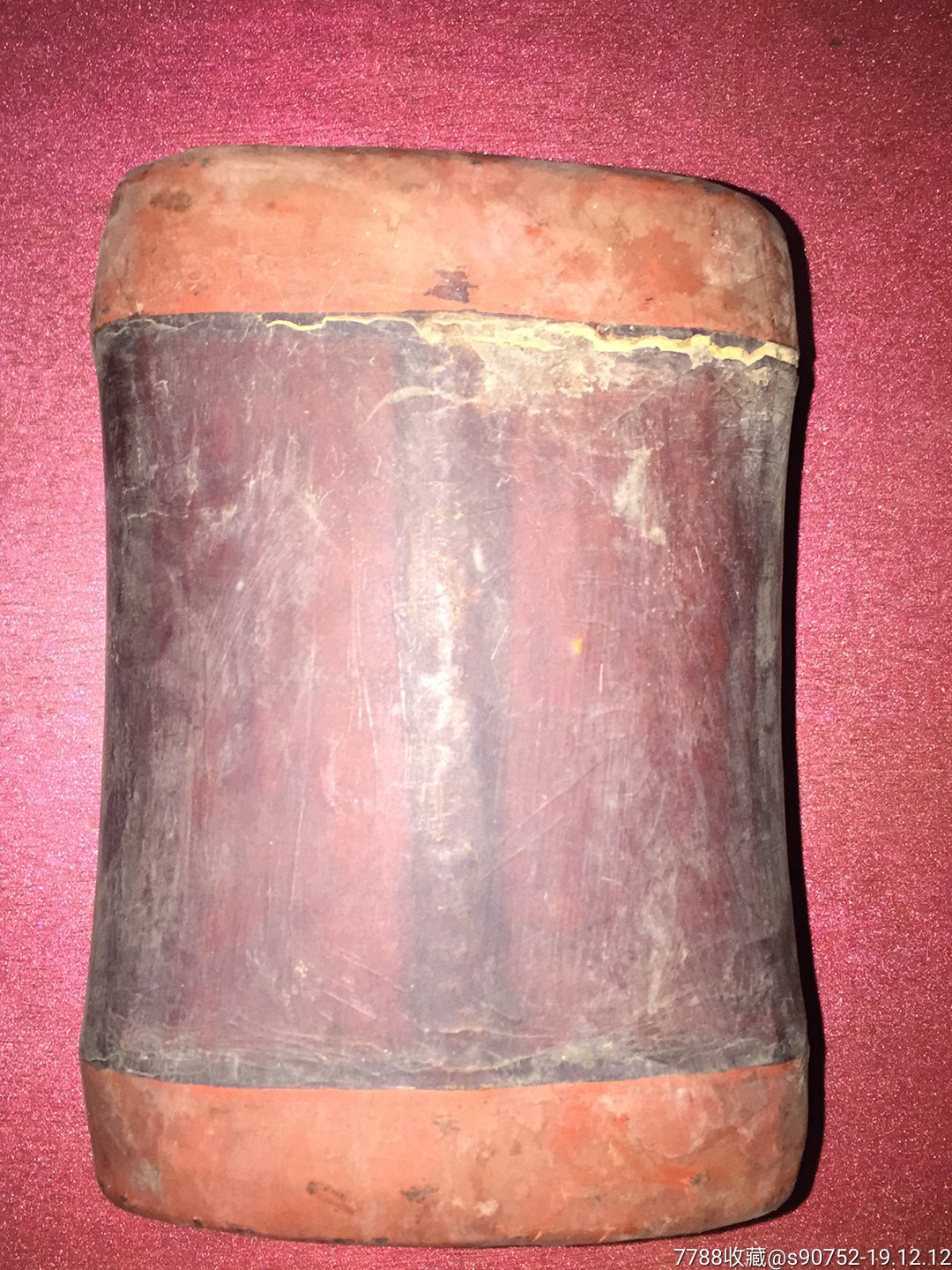 民国漆器牛皮睡枕