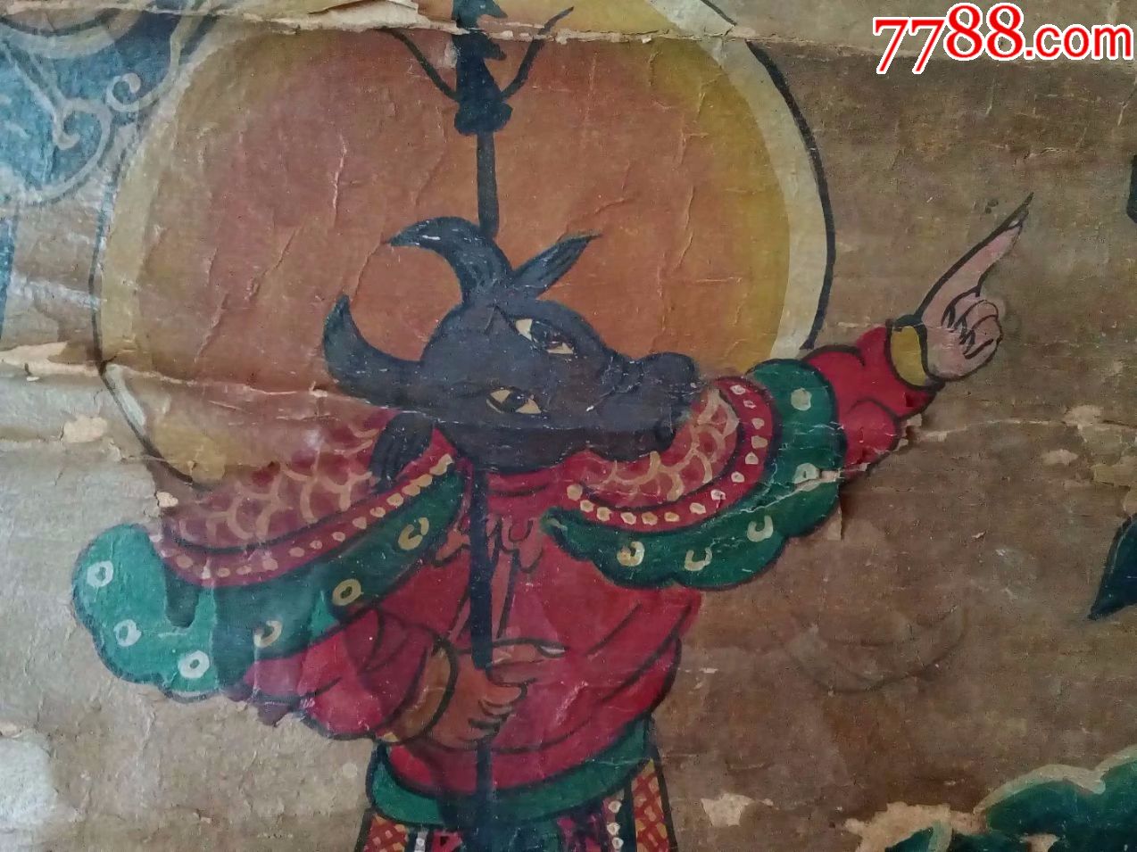 处理价,老字画,人物画国画,品相不是太好,神仙传说故事功曹