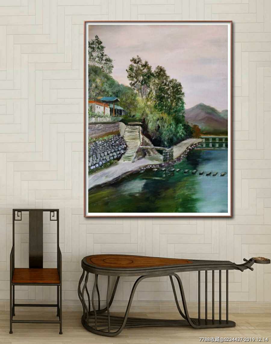 原创油画作品《山下小溪》_价格600元【雨田油画】_第1张_7788收藏