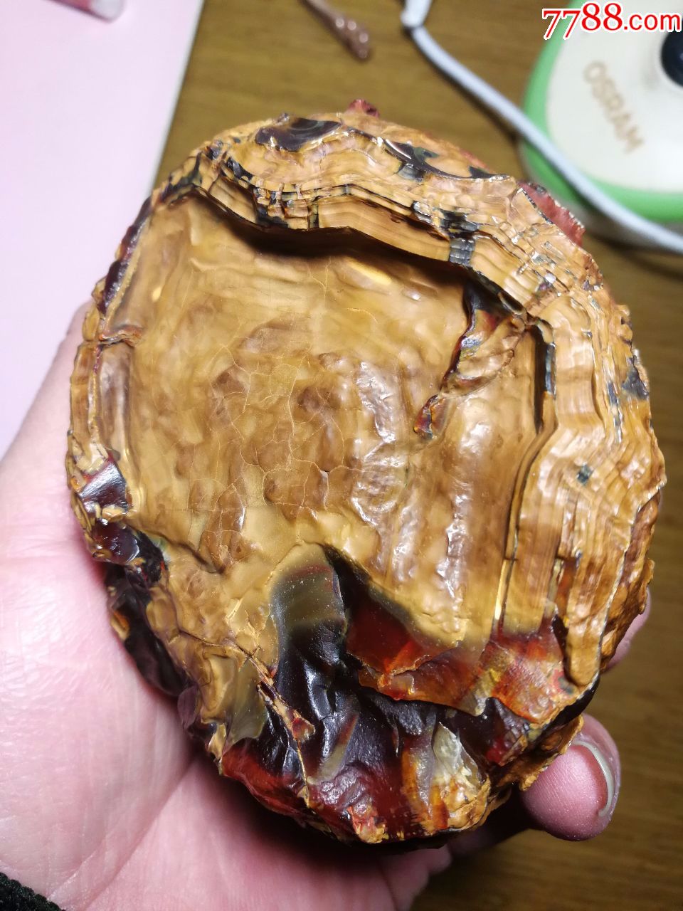 绝美黄皮蜜糖色长江玛瑙原石-玛瑙-7788收藏