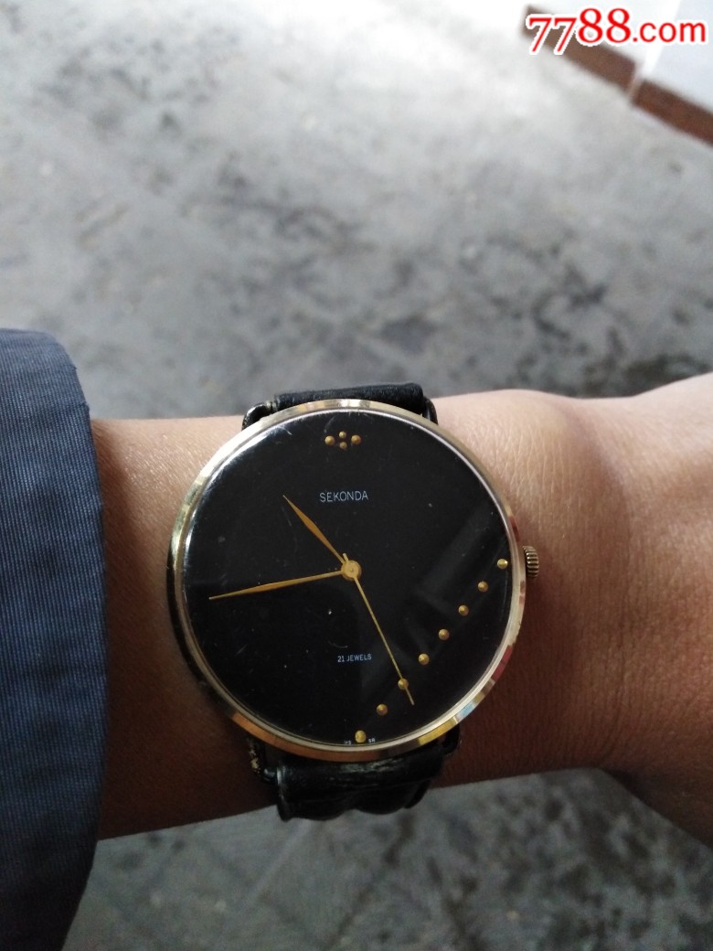 苏联金圈金把斯柯达男手卷手表