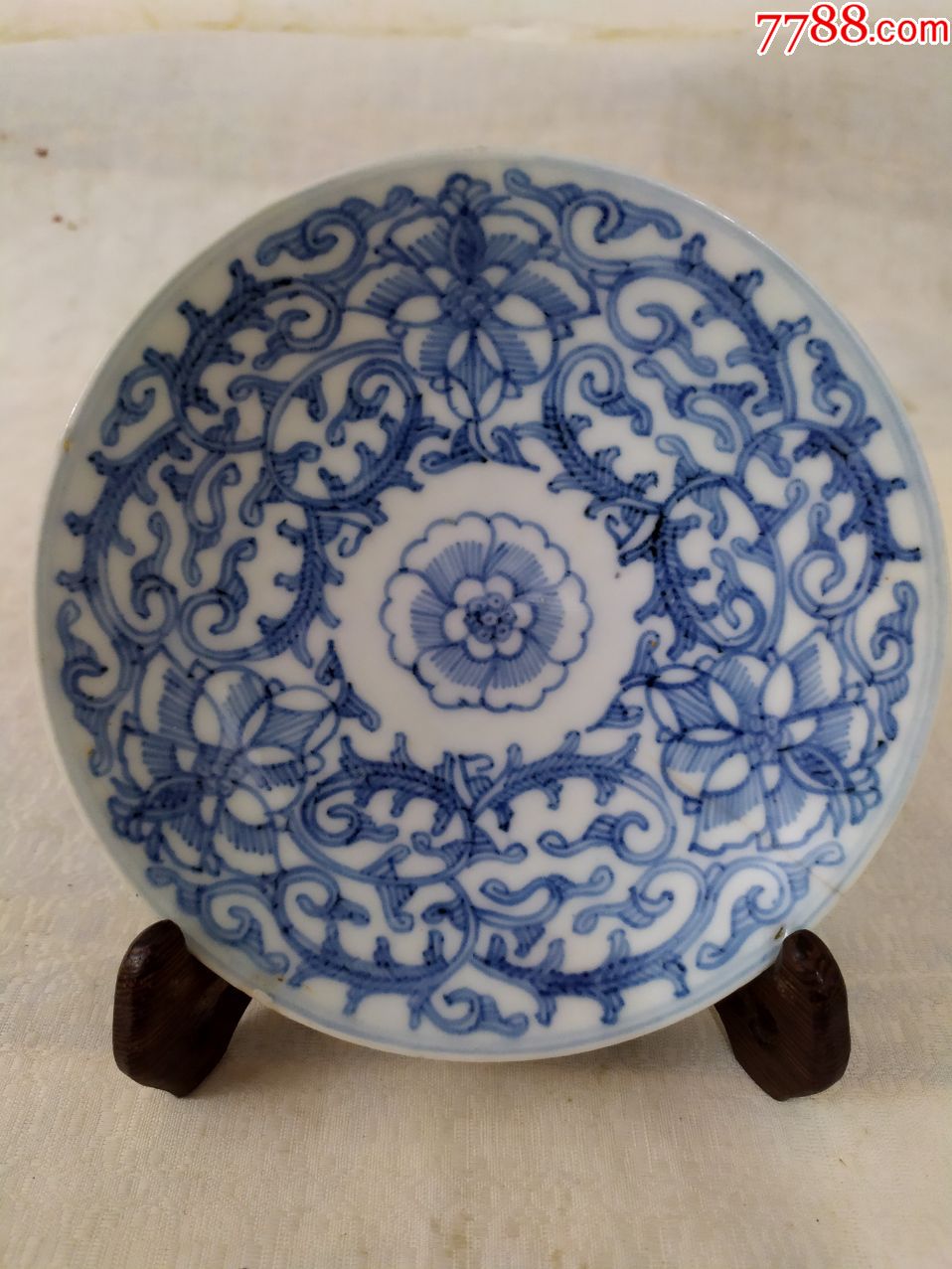 5287清德化窑细路蝶恋花纹青花盘子-青花瓷-7788收藏__收藏热线
