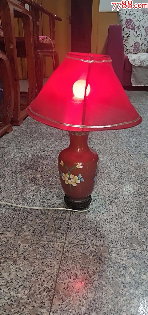 68号八十年代景泰蓝台灯高24cm.