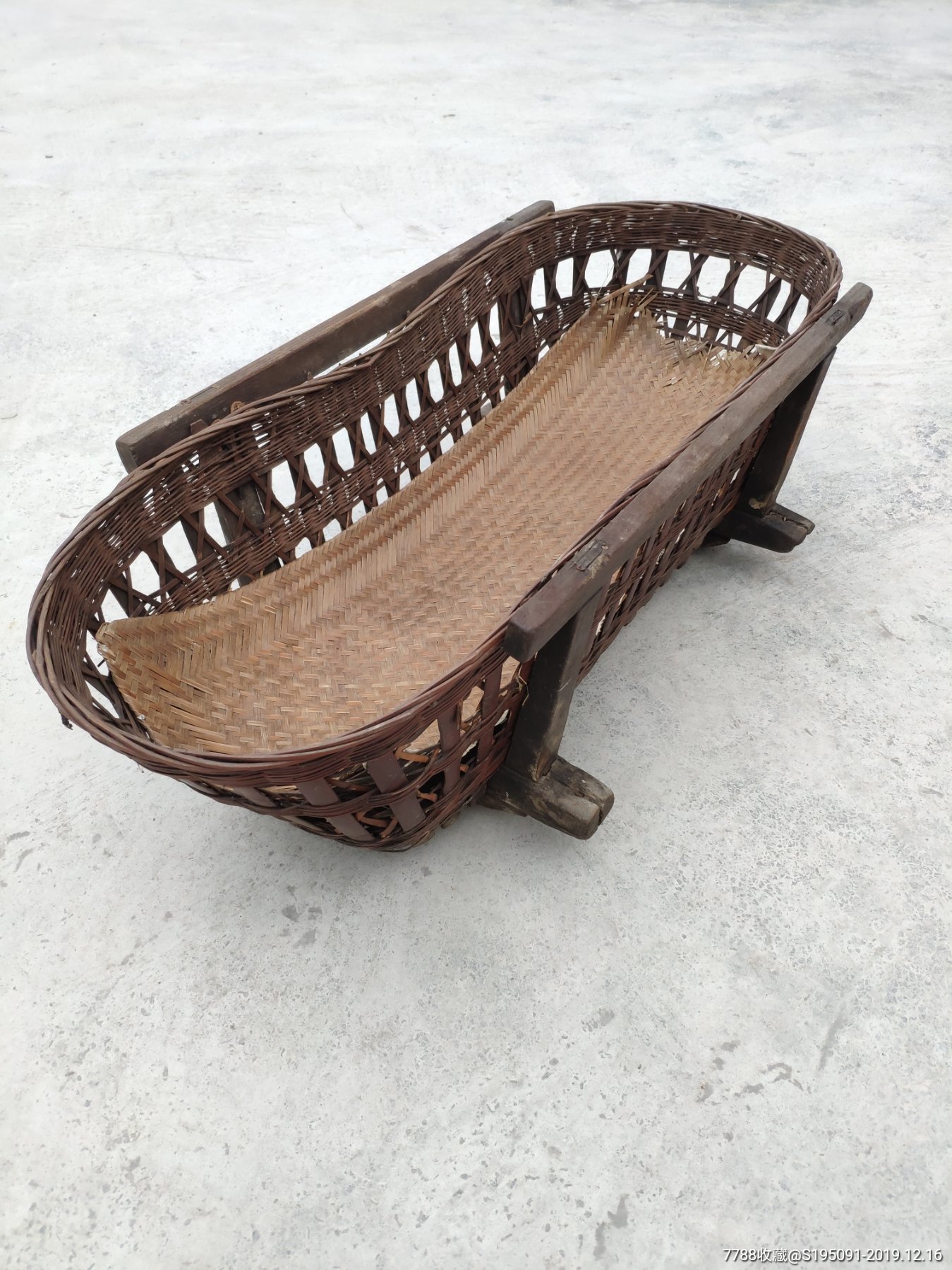 民国竹编古董老摇篮