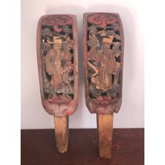 清代镂空木雕人物牛腿一对(se70181523)_7788收藏__收藏热线