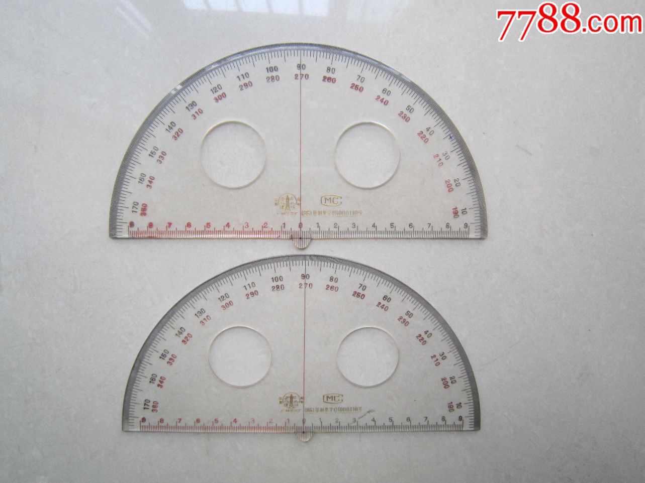 80年代《建设牌》有机玻璃半圆规2付合售:荣获82年银质奖