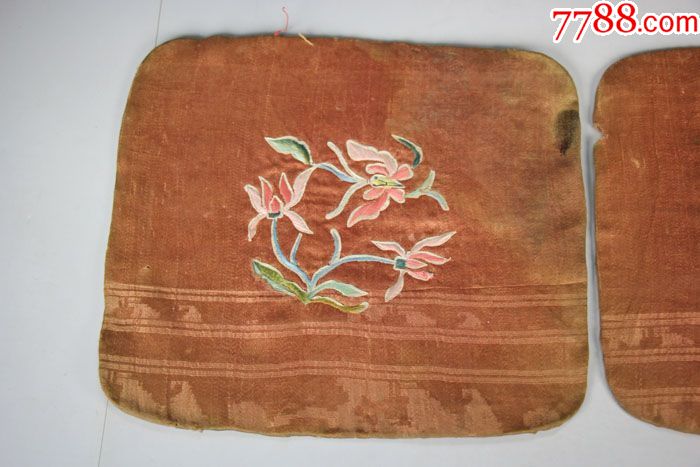 老绣花绣片精美刺绣清代枕头顶民族diy包老包真古玩刺绣民俗收藏