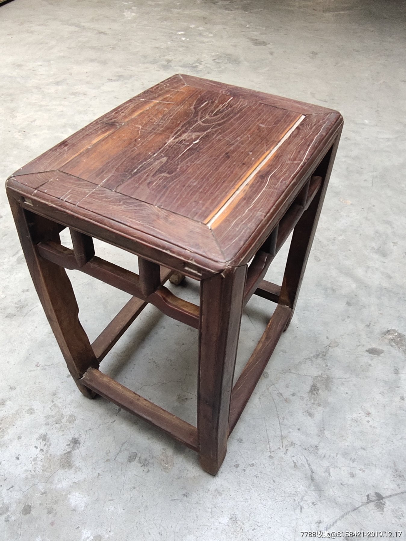 南通本地柞榛老方凳清晚期骨牌凳