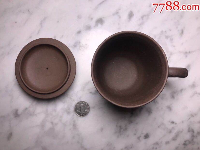 七八十年代石一刻梅花紫砂茶杯