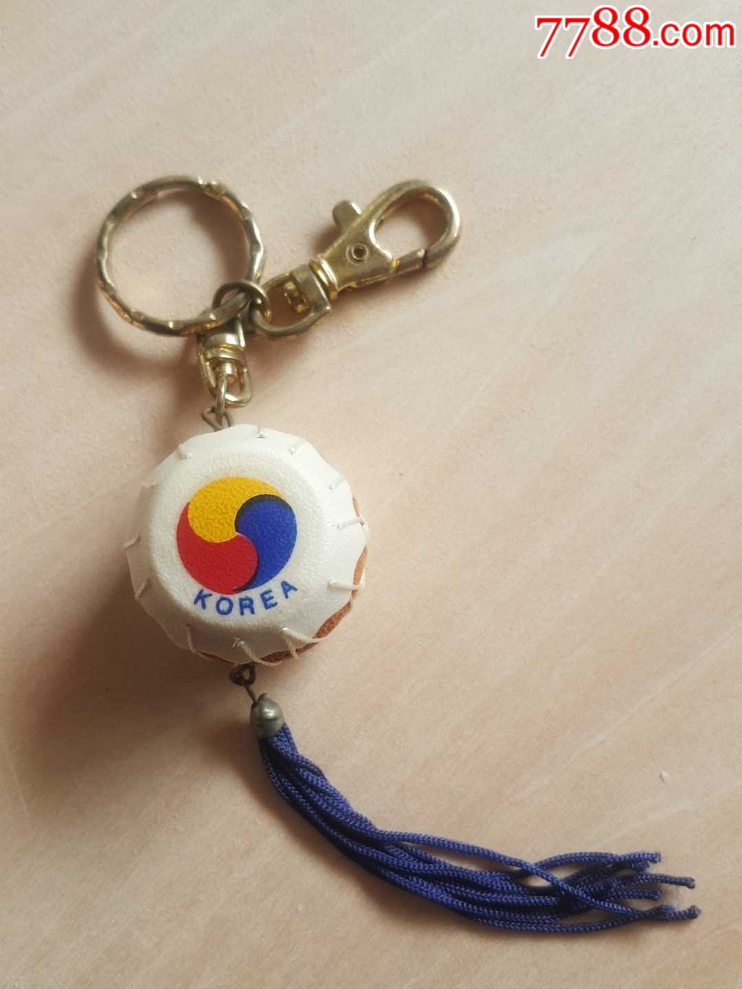 韩国旅游纪念品-鼓型木质钥匙扣