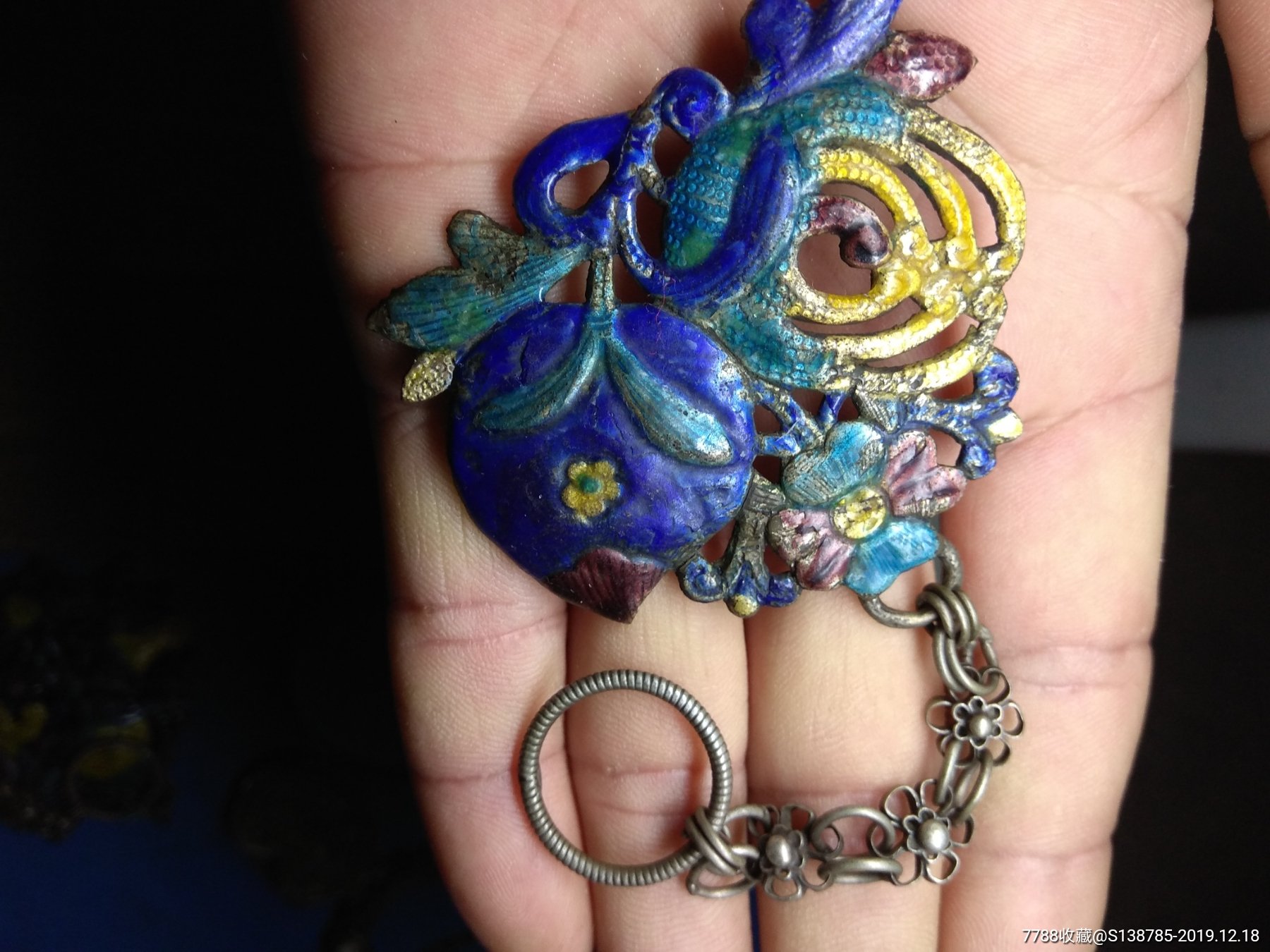 清代银胎景泰蓝挂饰