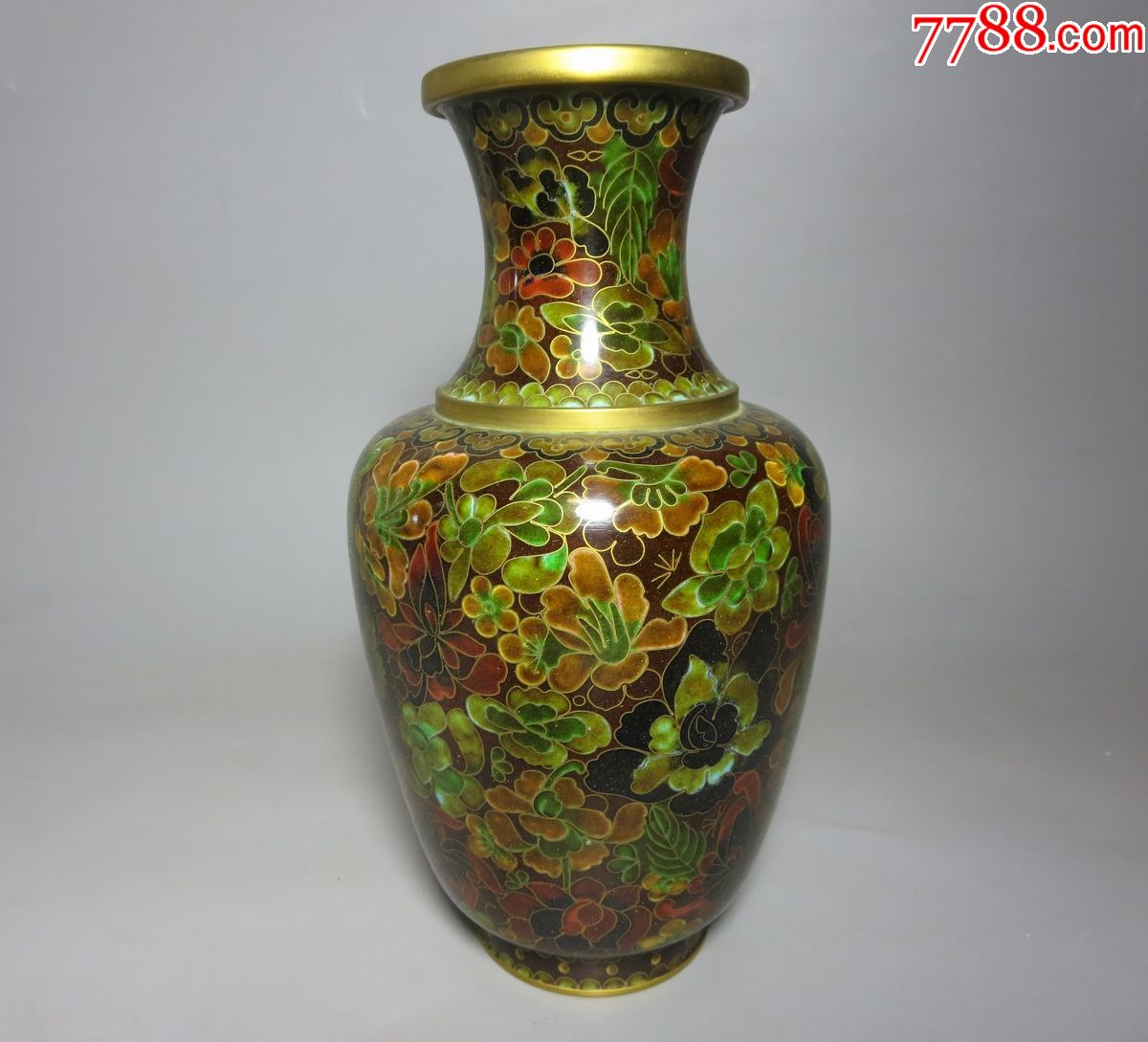 早期.精美铜胎.七宝烧.掐丝珐琅彩景泰蓝花瓶