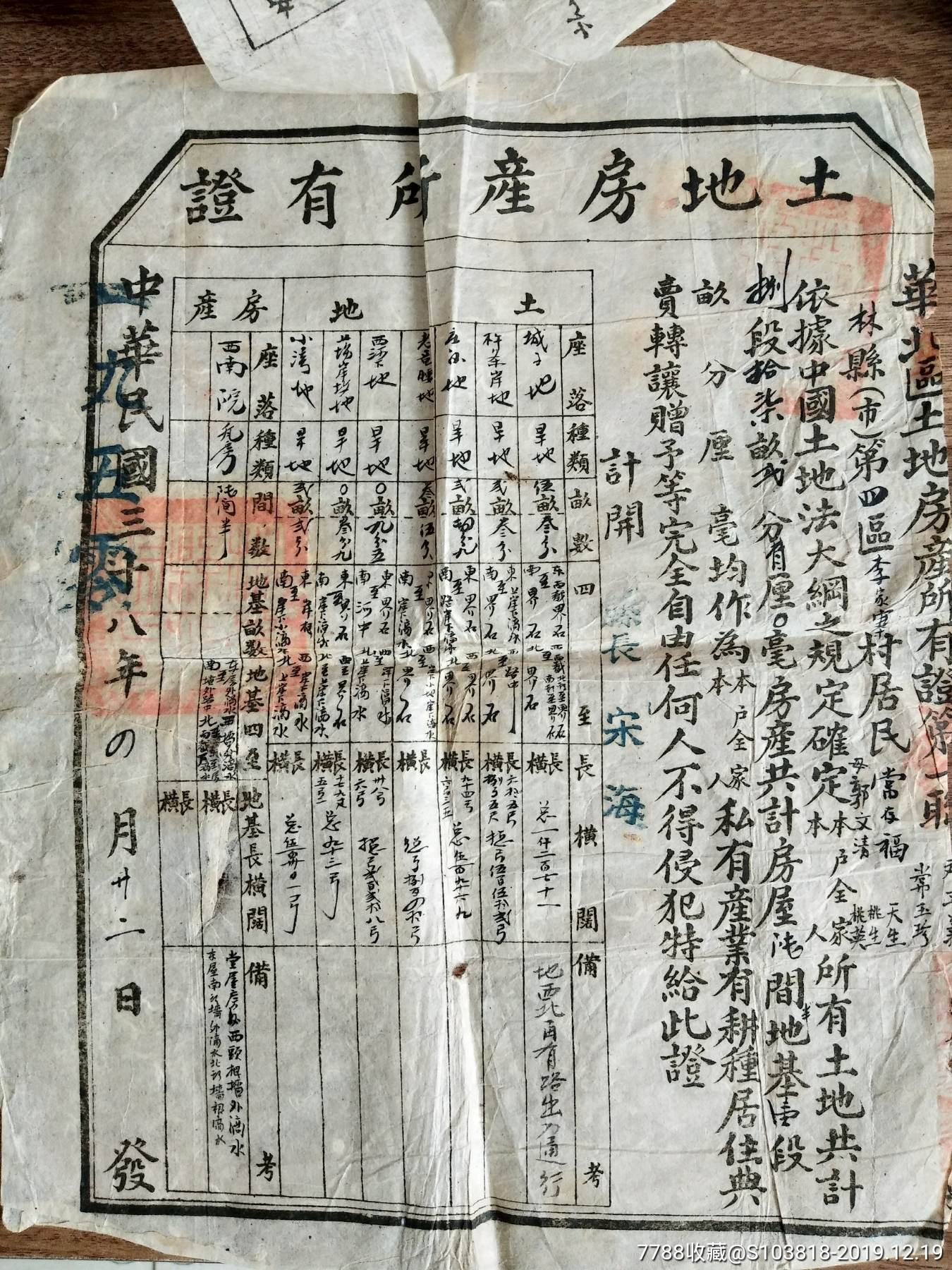 80年代房屋所有权证图片