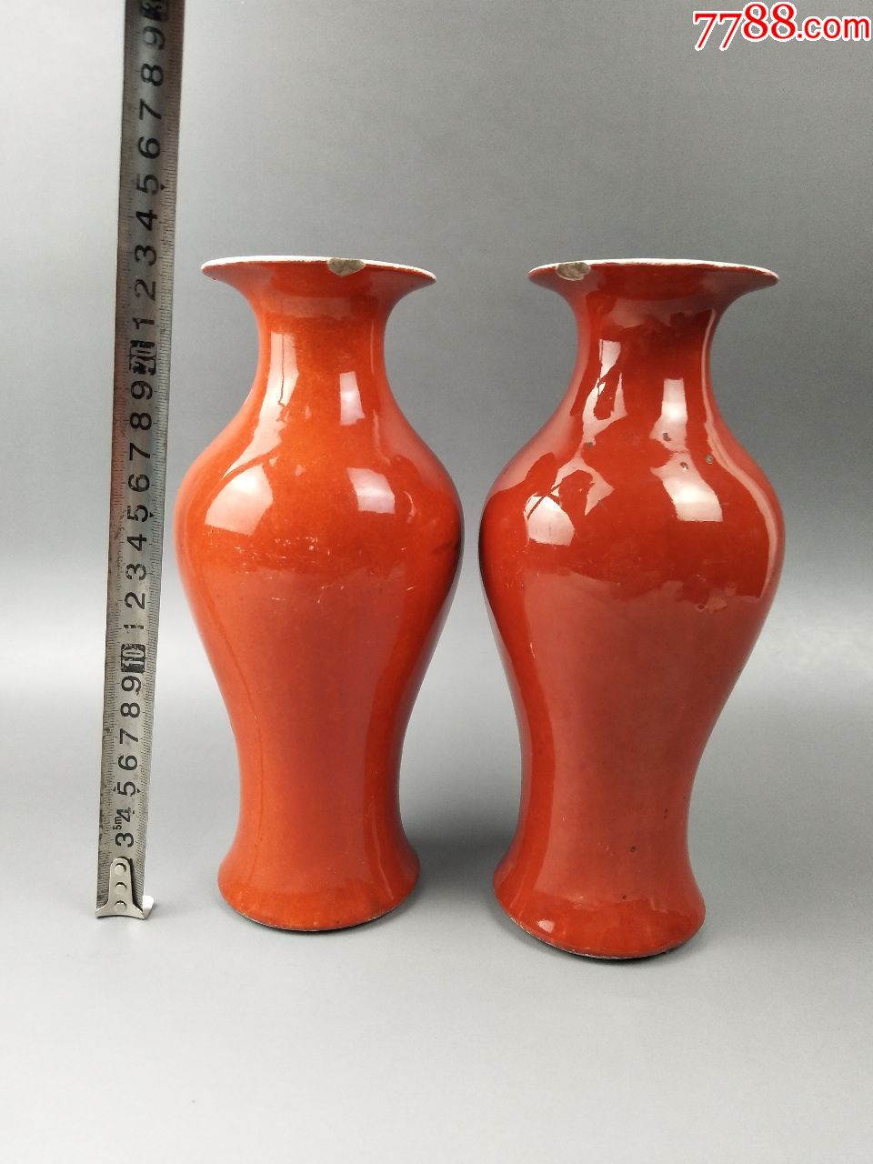 矾红开光山水花瓶一对_红釉瓷【程饶金】_第2张_7788瓷器