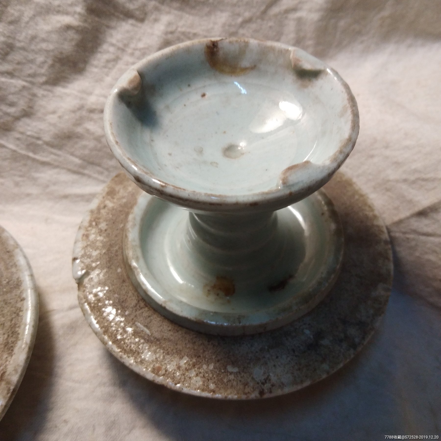 影青釉瓷油灯座一对-青白瓷/影青瓷-7788收藏__收藏热线