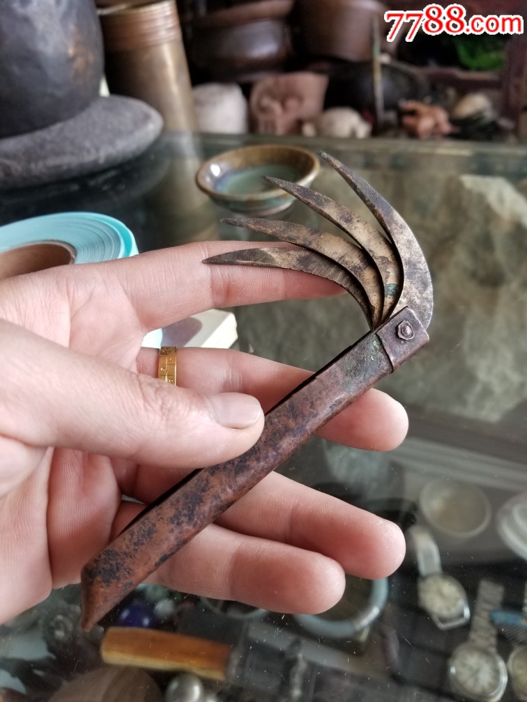 民国云南厚重紫铜大烟刀