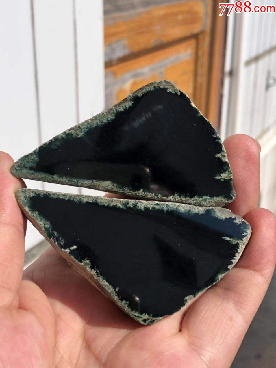 莫西沙场口,冰糯种墨翠,黑度好棉少,种老皮壳完整裂少355克