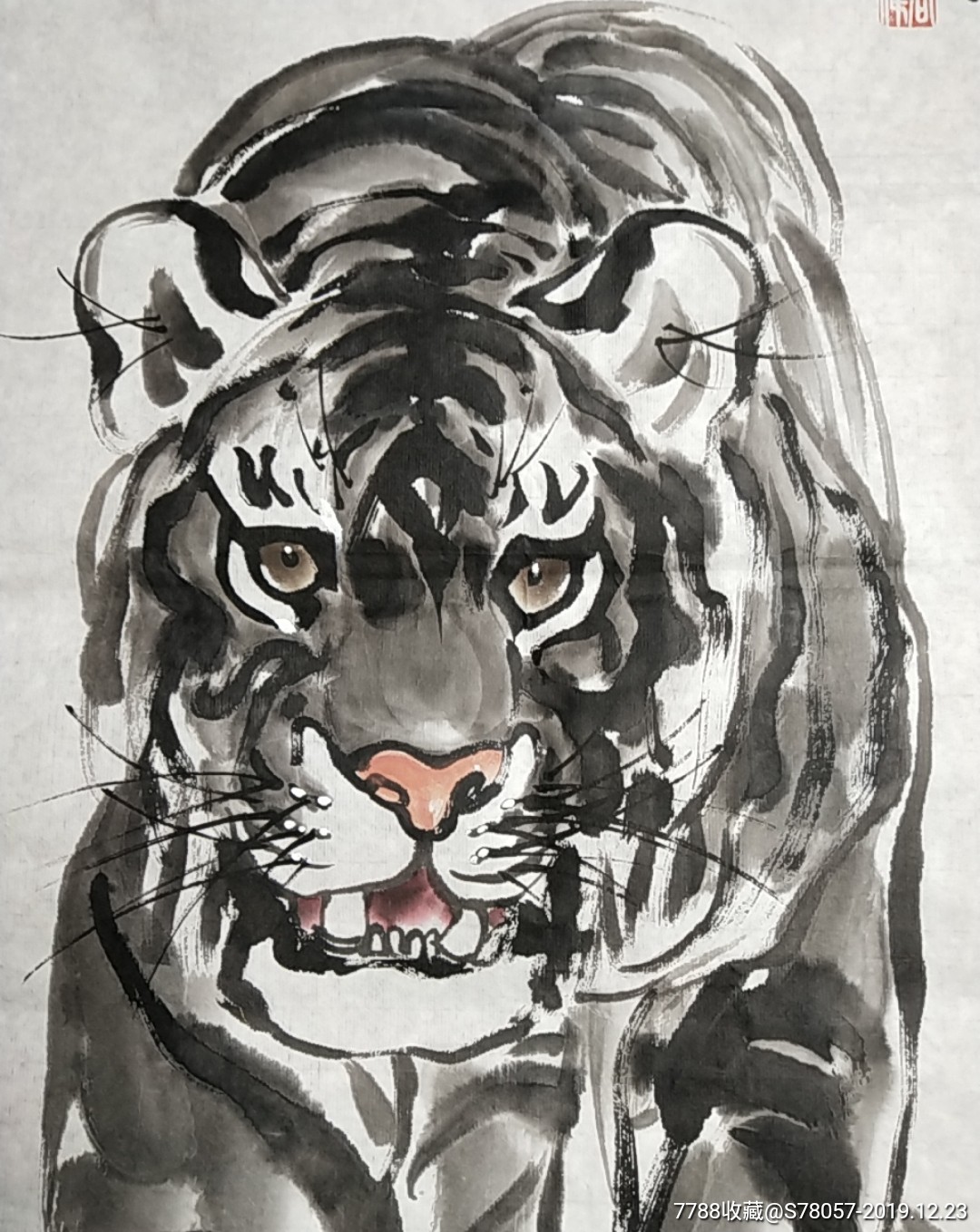 周仁辉题字.虎画原作.尺寸99x54厘米-花鸟国画原作-7788收藏