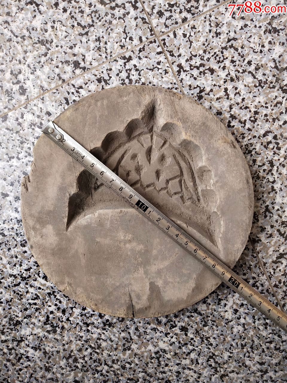 木质印模模具瓦当图案植物直径20厘米厚2厘米