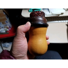 4号，文玩葫芦，红木口，老雕刻蒙心，有虫眼(se70362492)_7788收藏__收藏热线