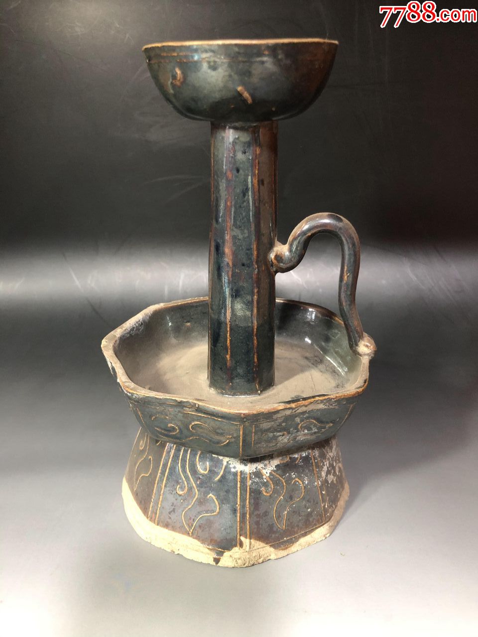 "商品>>>>99黑釉带托盘老油灯10品￥80099宋代
