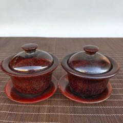 老牛角盖碗茶杯一对(se70381304)_7788收藏__收藏热线