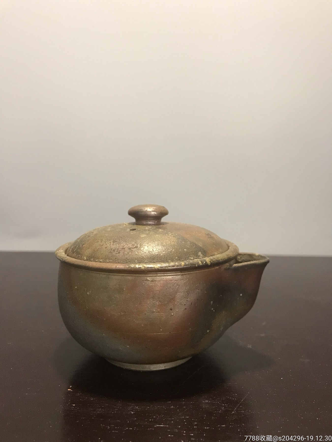 日本备前烧茶壶,名家芳山制作