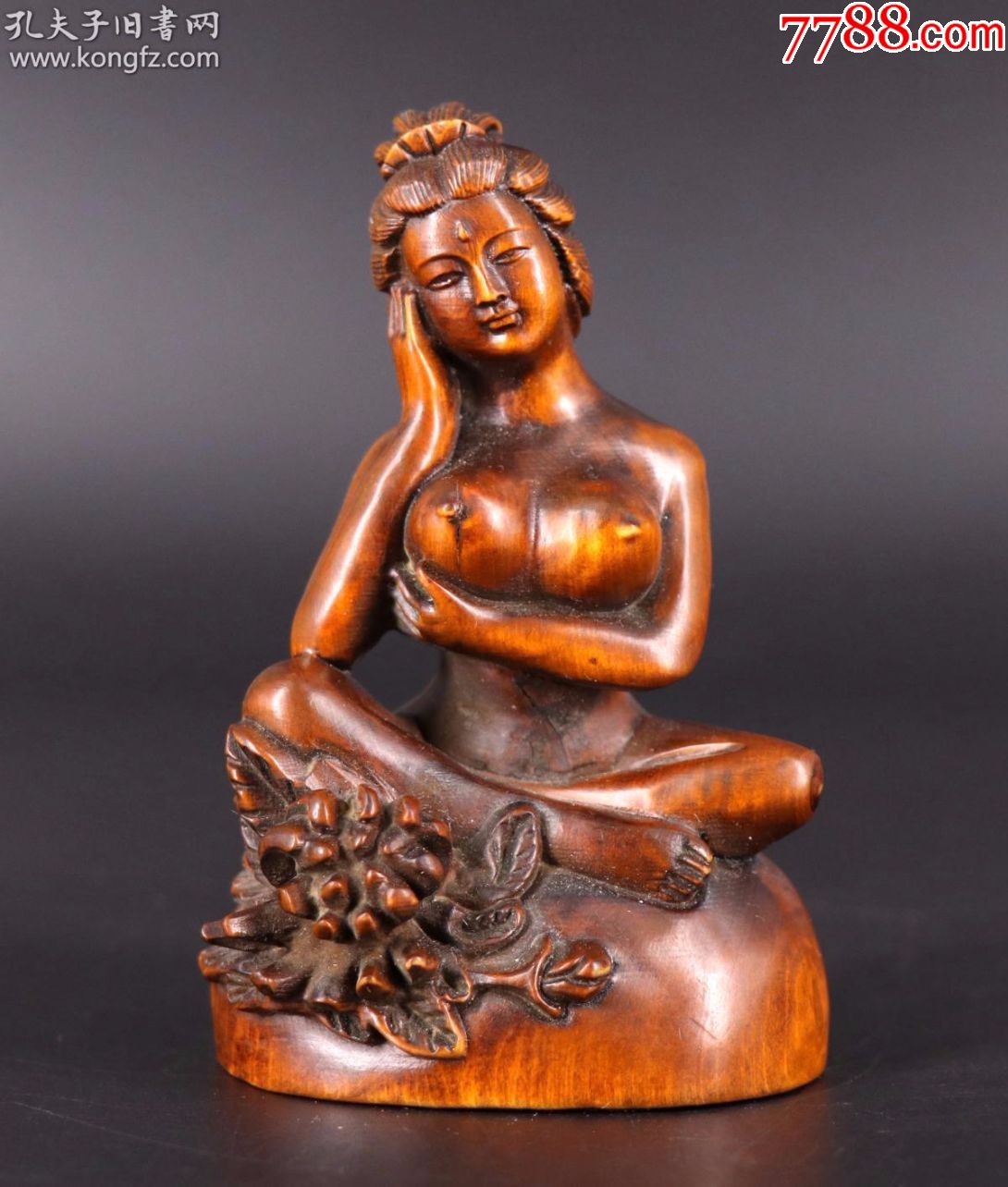 海外回流《黄杨木人体整雕明妃》9.8x5x6.2cm重81g