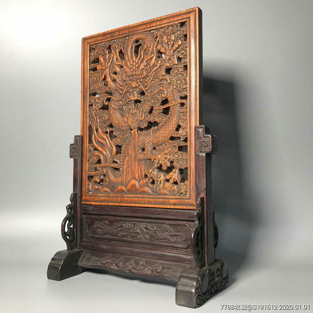 紫檀8204;龙纹屏8204;风-木屏风-7788木艺