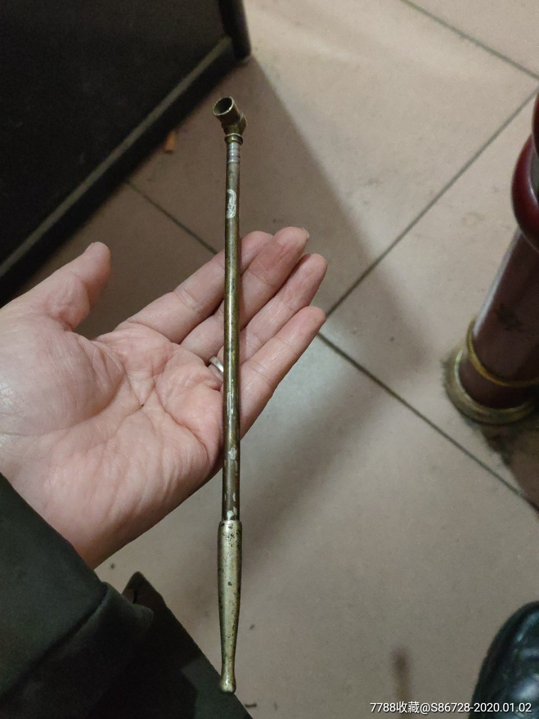 清代黄铜烟袋一杆