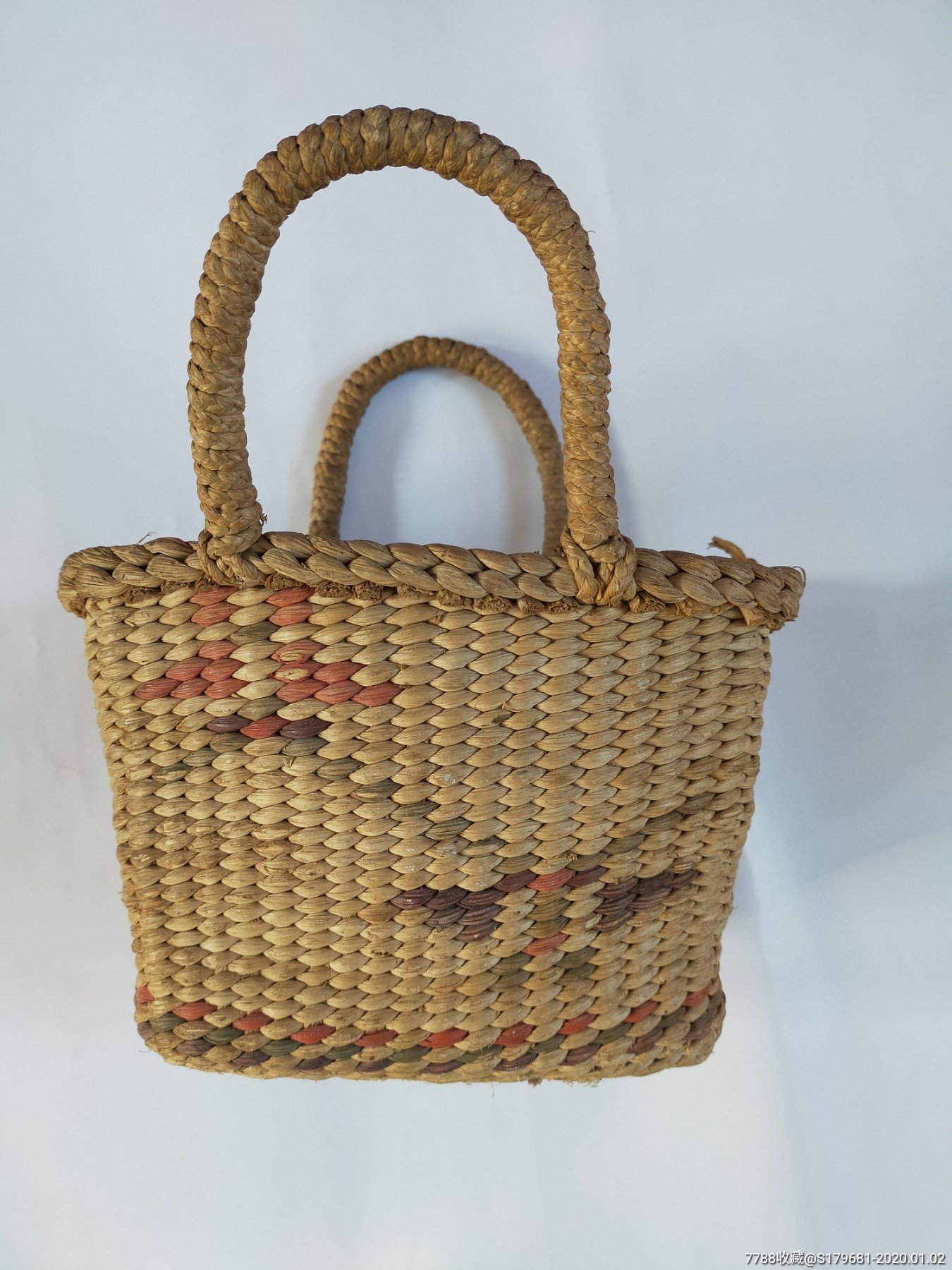 出口创汇时期玉米皮草编小花篓