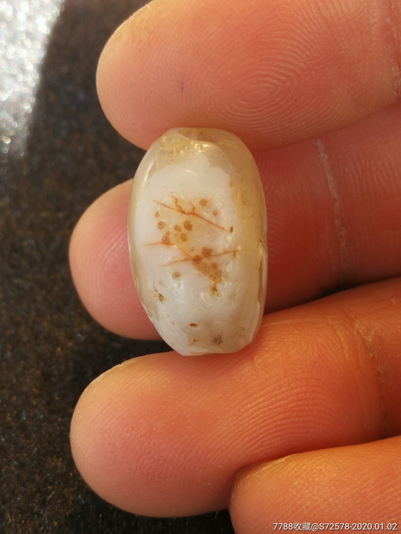 高古千年奶皮缠丝玛瑙珠-玛瑙-7788玛瑙收藏