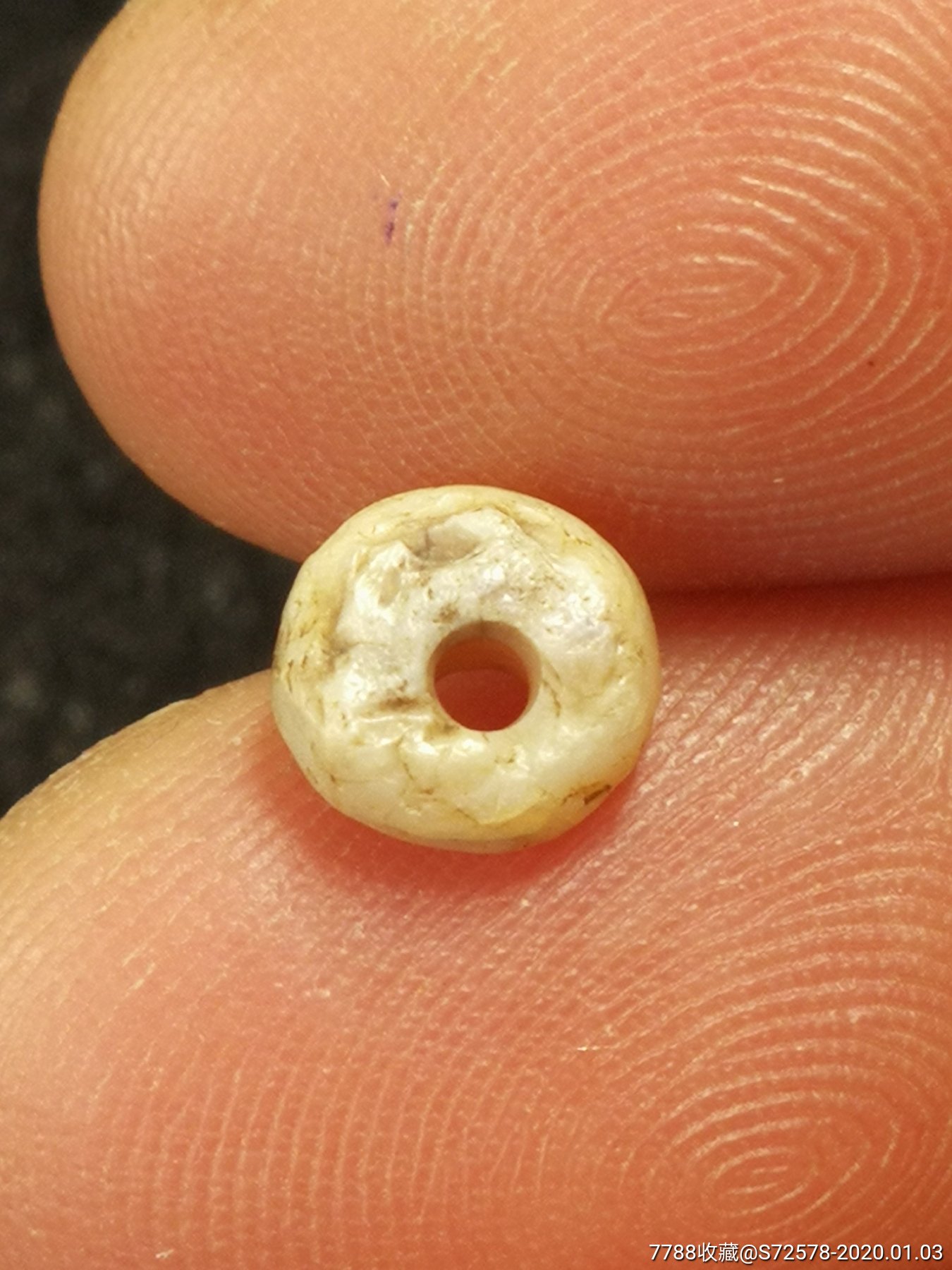 高古千年灰皮玛瑙扁珠-玛瑙-7788收藏