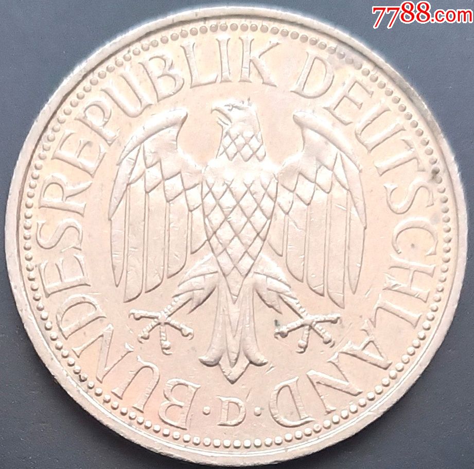 德国1991年镍币1马克橡叶,橡果,日耳曼鹰d版