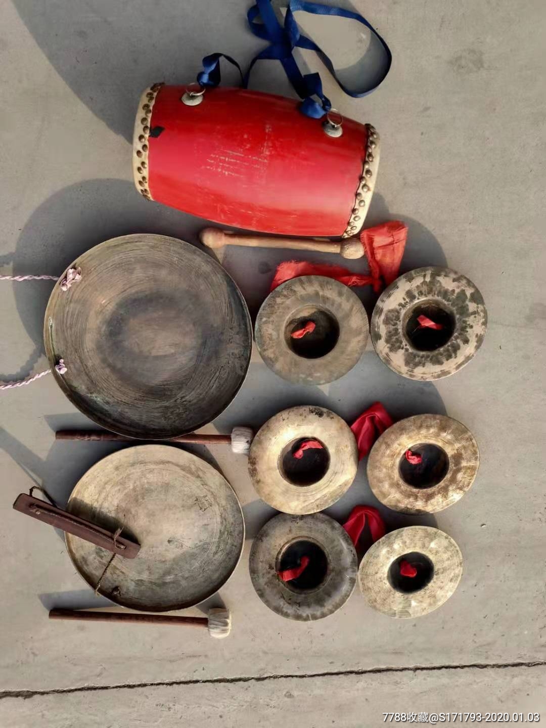 民俗老物件,锣鼓乐器一套