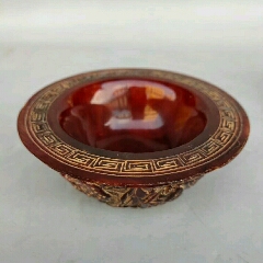 旧藏老牛角雕刻松山逸致牛角碗(se70526797)_7788收藏__收藏热线