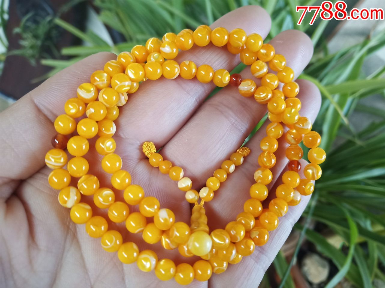 黄贝壳黄金款懂行可选直径0.55厘米108颗经典宝珠手串多圈手链
