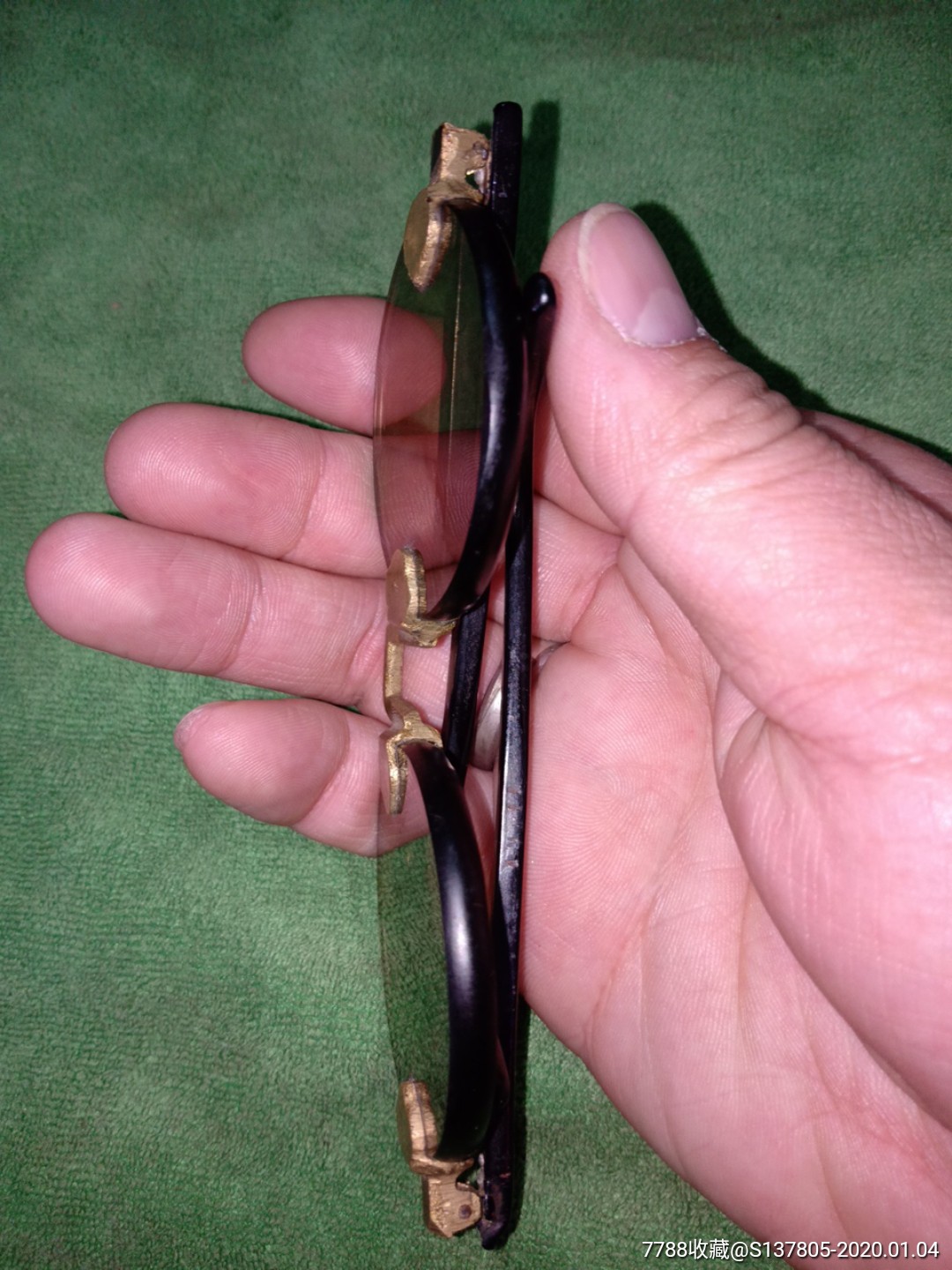 民国水晶眼镜平镜民国茶色水晶眼镜古董眼镜圆形水晶眼镜保真包老