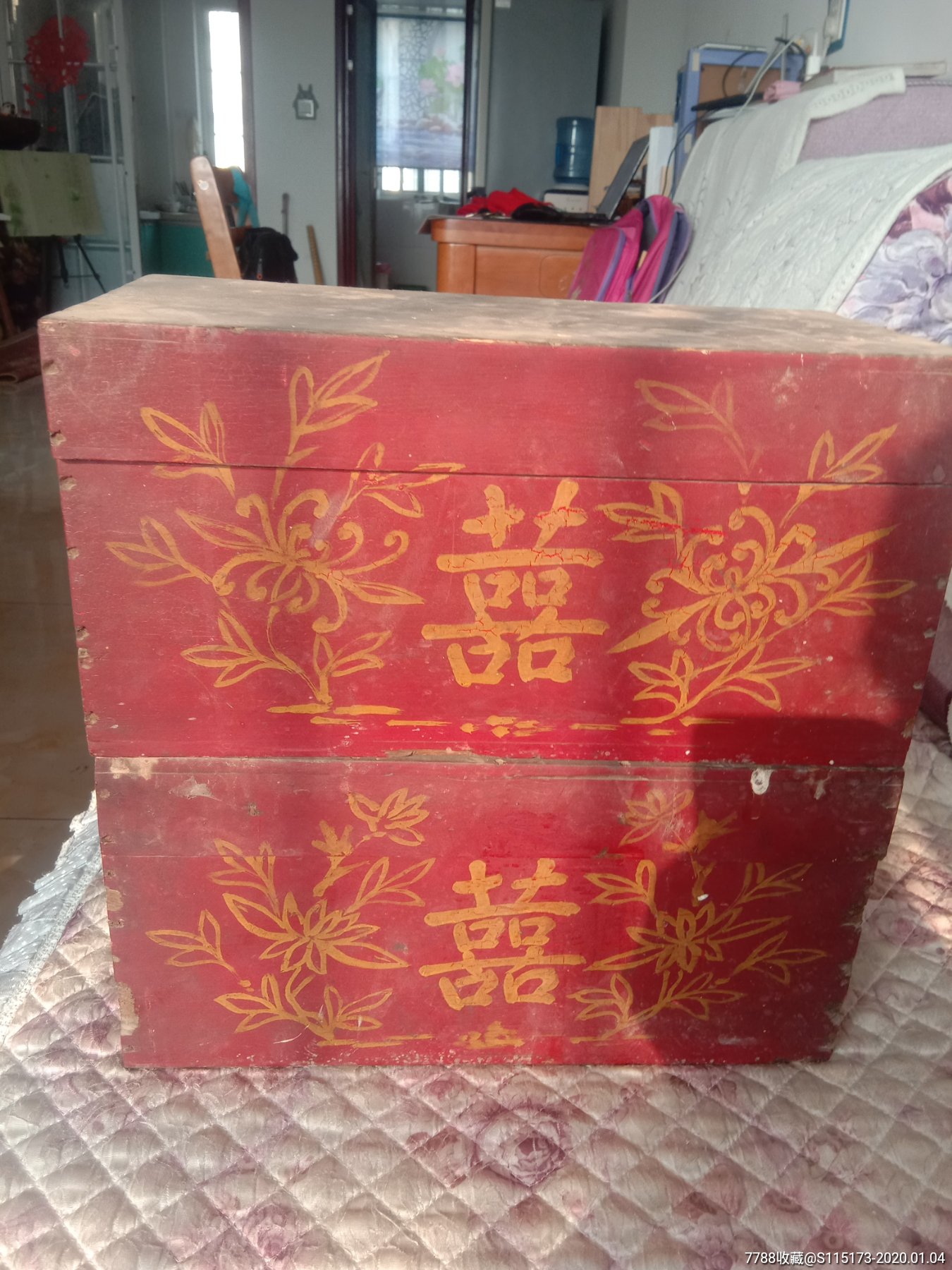 文革嫁妆小木箱一对