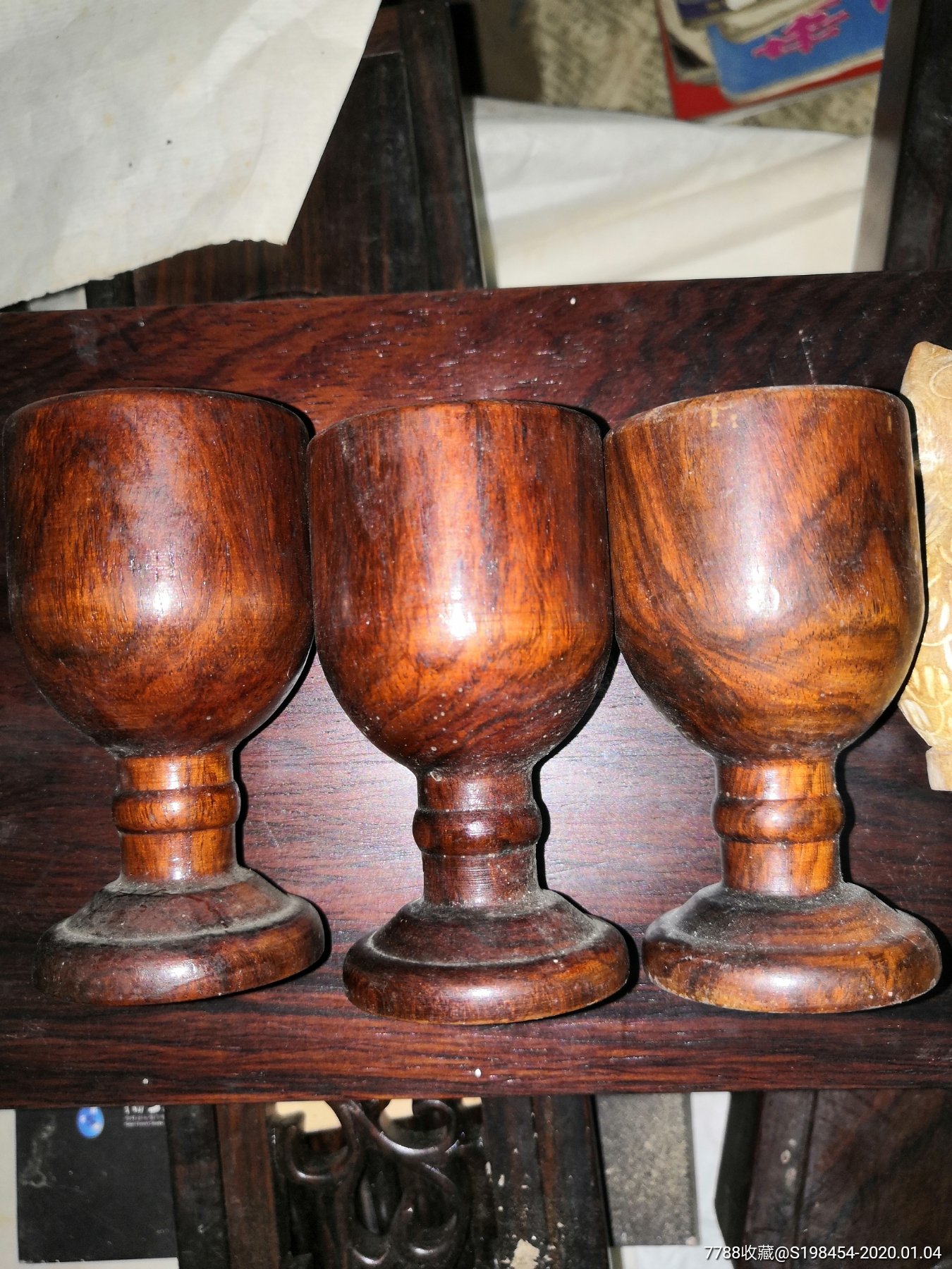 黄花梨木酒杯四个