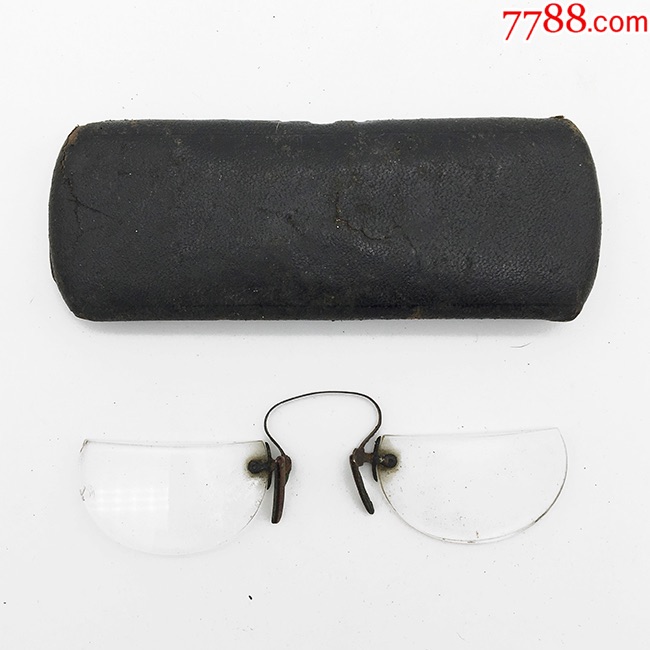 减价促销.西洋古董夹鼻眼镜.中古英国制铁半月形阅读镜.复古收藏