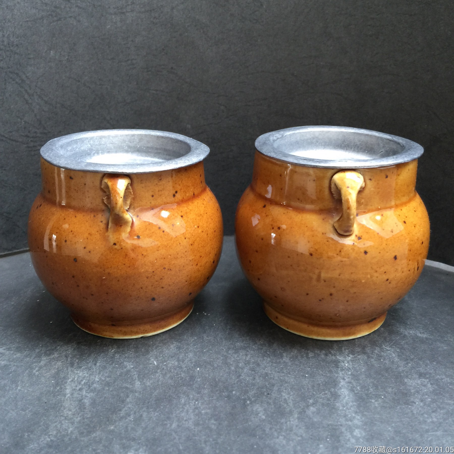 蛐蛐罐大年份陶瓷桔色釉火罐提罐