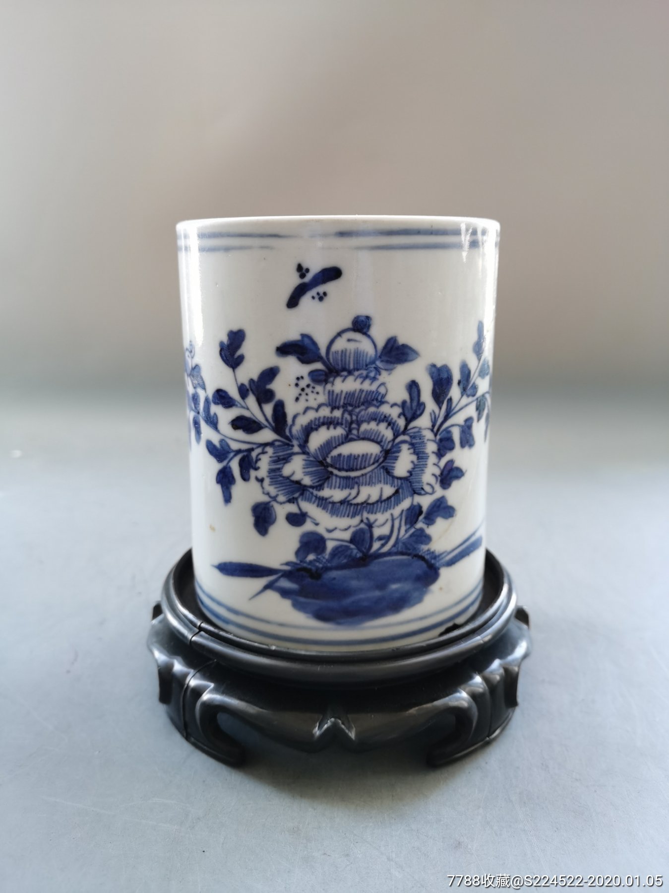 乾隆青花菊花纹笔筒-青花瓷-7788收藏__收藏热线